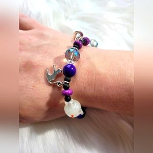 Handmade Witchy Meow Meow beaded charm bracelet